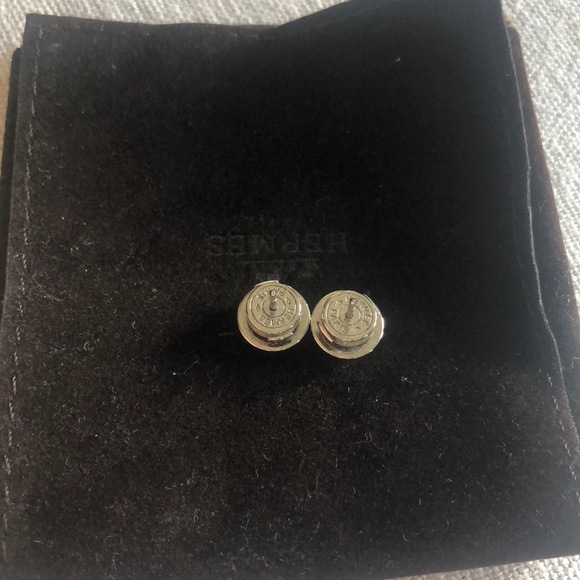 💯 Authentic Hermes Post Earrings Orange with New Backs - Picture 11 of 14